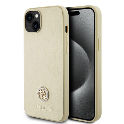 Guess 4G Strass Metal Logo Hard Case Back Cover Hülle für Apple iPhone 15 - Gold