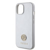 Guess 4G Strass Metal Logo Hard Case Back Cover Hülle für Apple iPhone 15 - Silber 4