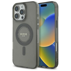 Guess IML Rhinestones Back Cover Hülle mit MagSafe für Apple iPhone 16 Pro Max - Schwarz