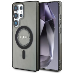 Guess IML Rhinestones Back Cover Hülle mit MagSafe für Samsung Galaxy S25 Ultra - Schwarz