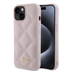 Guess Quilted Puffed Metal Logo Back Cover Hülle für Apple iPhone 15 - Rosa