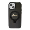Guess Ring Stand Script Glitter Back Cover Hülle mit MagSafe für Apple iPhone 15 - Schwarz 2
