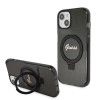 Guess Ring Stand Script Glitter Back Cover Hülle mit MagSafe für Apple iPhone 15 Plus - Schwarz 0