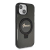 Guess Ring Stand Script Glitter Back Cover Hülle mit MagSafe für Apple iPhone 15 Plus - Schwarz 3