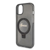 Guess Ring Stand Script Glitter Back Cover Hülle mit MagSafe für Apple iPhone 15 Plus - Schwarz 4