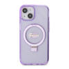 Guess Ring Stand Script Glitter Back Cover Hülle mit MagSafe für Apple iPhone 15 Plus - Lila 2