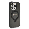 Guess Ring Stand Script Glitter Back Cover Hülle mit MagSafe für Apple iPhone 15 Pro - Schwarz 3