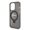 Guess Ring Stand Script Glitter Back Cover Hülle mit MagSafe für Apple iPhone 15 Pro Max - Schwarz 4