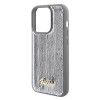 Guess Sequin Script Metal Back Cover Hülle für Apple iPhone 15 Pro Max - Silber 4