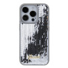 Guess Sequin Script Metal Back Cover Hülle für Apple iPhone 15 Pro - Silber 2