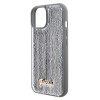 Guess Sequin Script Metal Back Cover Hülle für Apple iPhone 15 - Silber 2
