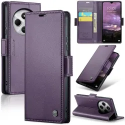 CASEME Litchi Texture Book Wallet Klapphülle für Xiaomi Redmi 14C / Xiaomi Poco C75 - Lila