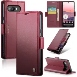CASEME Litchi Texture Book Wallet Klapphülle für Google Pixel 9a - Rot