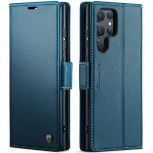 CASEME Litchi Texture Book Wallet Klapphülle für Samsung Galaxy S25 Ultra - Blau