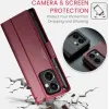 CASEME Litchi Texture Book Wallet Klapphülle für Oppo Reno13 F 4G/5G / Reno13 FS 5G - Rot 4
