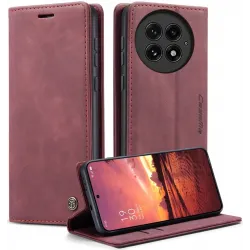 CASEME Retro Texture Book Wallet Klapphülle für OnePlus 13 - Bordeaux