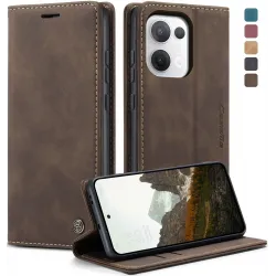 CASEME Retro Texture Book Wallet Klapphülle für Oppo Reno13 - Dunkelbraun
