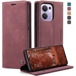 CASEME Retro Texture Book Wallet Klapphülle für Oppo Reno13 F 4G/5G / Reno13 FS 5G - Bordeaux