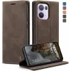 CASEME Retro Texture Book Wallet Klapphülle für Oppo Reno13 Pro - Dunkelbraun