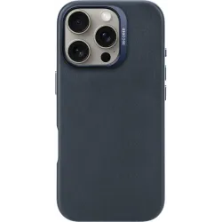 Decoded Echtleder Back Cover Hülle für Apple iPhone 16 Pro - Navy