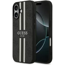 Guess 4G Printed Stripes Hard Case Back Cover Hülle mit MagSafe für Apple iPhone 17 - Schwarz