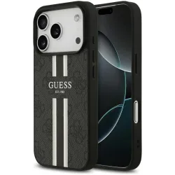 Guess 4G Printed Stripes Hard Case Back Cover Hülle mit MagSafe für Apple iPhone 17 Pro - Schwarz