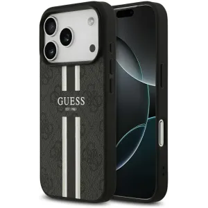 Guess 4G Printed Stripes Hard Case Back Cover Hülle mit MagSafe für Apple iPhone 17 Pro - Schwarz