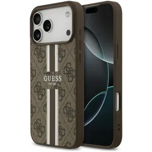 Guess 4G Printed Stripes Hard Case Back Cover Hülle mit MagSafe für Apple iPhone 17 Pro Max - Braun