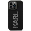Karl Lagerfeld 3D Rubber Glitter Logo Back Cover Hülle für Apple iPhone 15 Pro - Schwarz 2