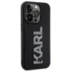 Karl Lagerfeld 3D Rubber Glitter Logo Back Cover Hülle für Apple iPhone 15 Pro - Schwarz 3
