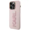 Karl Lagerfeld 3D Rubber Glitter Logo Back Cover Hülle für Apple iPhone 15 Pro - Rosa 1