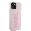 Karl Lagerfeld 3D Rubber Glitter Logo Back Cover Hülle für Apple iPhone 15 Plus/14 Plus - Rosa 3