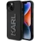 Karl Lagerfeld 3D Rubber Glitter Logo Back Cover Hülle für Apple iPhone 15 - Schwarz