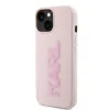 Karl Lagerfeld 3D Rubber Glitter Logo Back Cover Hülle für Apple iPhone 15 - Rosa 1