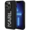 Karl Lagerfeld 3D Rubber Glitter Logo Back Cover Hülle für Apple iPhone 15 Pro Max - Schwarz