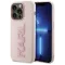 Karl Lagerfeld 3D Rubber Glitter Logo Back Cover Hülle für Apple iPhone 15 Pro Max - Rosa