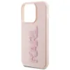 Karl Lagerfeld 3D Rubber Glitter Logo Back Cover Hülle für Apple iPhone 15 Pro Max - Rosa 5