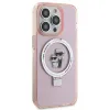 Karl Lagerfeld Ring Stand Karl & Choupette Hard Case Back Cover Hülle mit MagSafe für Apple iPhone 15 Pro - Rosa 5