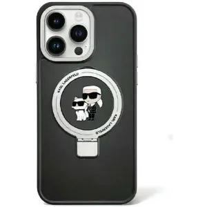 Karl Lagerfeld Ring Stand Karl & Choupette Hard Case Back Cover Hülle mit MagSafe für Apple iPhone 15 Plus/14 Plus - Schwarz