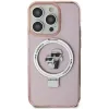 Karl Lagerfeld Ring Stand Karl & Choupette Hard Case Back Cover Hülle mit MagSafe für Apple iPhone 15 - Rosa