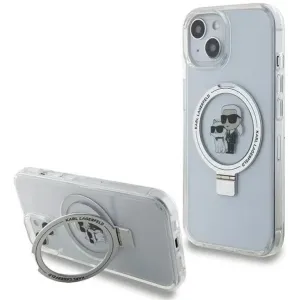 Karl Lagerfeld Ring Stand Karl & Choupette Hard Case Back Cover Hülle mit MagSafe für Apple iPhone 14 - Weiß