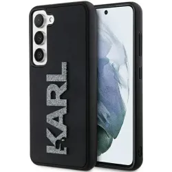Karl Lagerfeld 3D Rubber Glitter Logo Back Cover Hülle für Samsung Galaxy S23 Plus - Schwarz