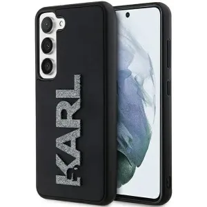 Karl Lagerfeld 3D Rubber Glitter Logo Back Cover Hülle für Samsung Galaxy S23 - Schwarz