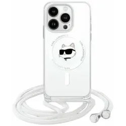Karl Lagerfeld IML Choupette Head & Cord Back Cover Hülle mit MagSafe für Apple iPhone 15 Pro - Transparent