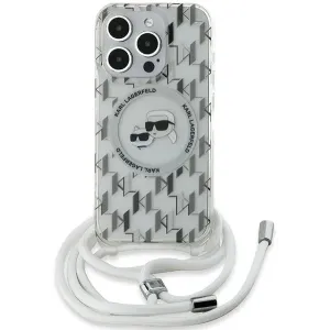Karl Lagerfeld IML Crossbody Monogram Karl & Choupette Head Back Cover Hülle mit MagSafe für Apple iPhone 15 Pro - Transparent