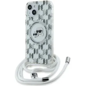 Karl Lagerfeld IML Crossbody Monogram Karl & Choupette Head Back Cover Hülle mit MagSafe für Apple iPhone 15/14 - Transparent