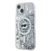 Karl Lagerfeld Liquid Glitter Choupette Head Back Cover Hülle mit MagSafe für Apple iPhone 15 - Transparent 1