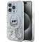 Karl Lagerfeld Liquid Glitter Choupette Head Back Cover Hülle mit MagSafe für Apple iPhone 15 Pro Max - Transparent