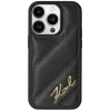 Karl Lagerfeld Diagonal Quilted Script Back Cover Hülle für Apple iPhone 15 - Schwarz