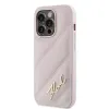 Karl Lagerfeld Diagonal Quilted Script Back Cover Hülle für Apple iPhone 14 Pro - Rosa 2